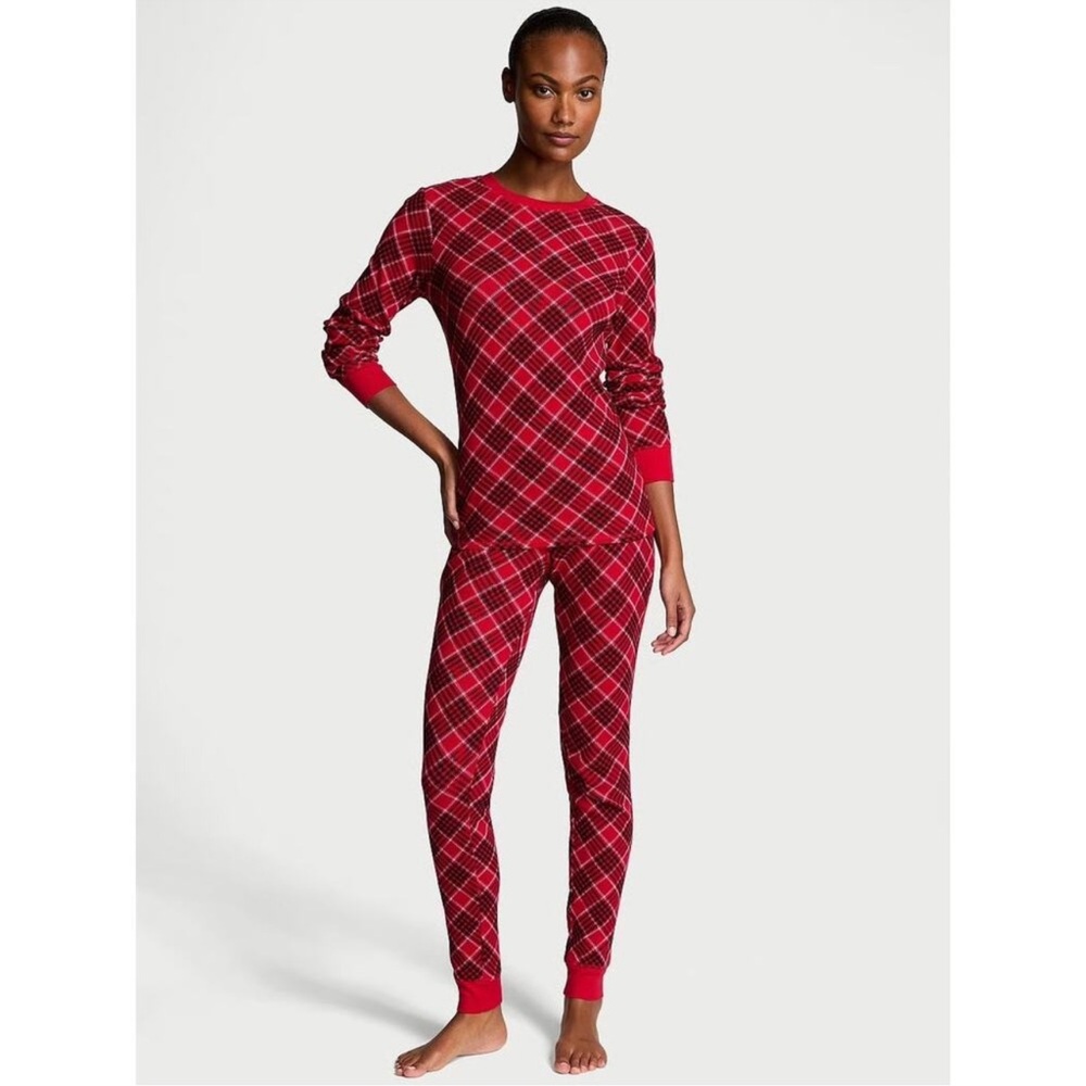 VICTORIA’S SECRET Thermal Red Lovely Plaid Pajama Set Women’s Small Pet NEW NWT